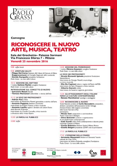 Riconoscere il nuovo. Arte, Musica, Teatro.